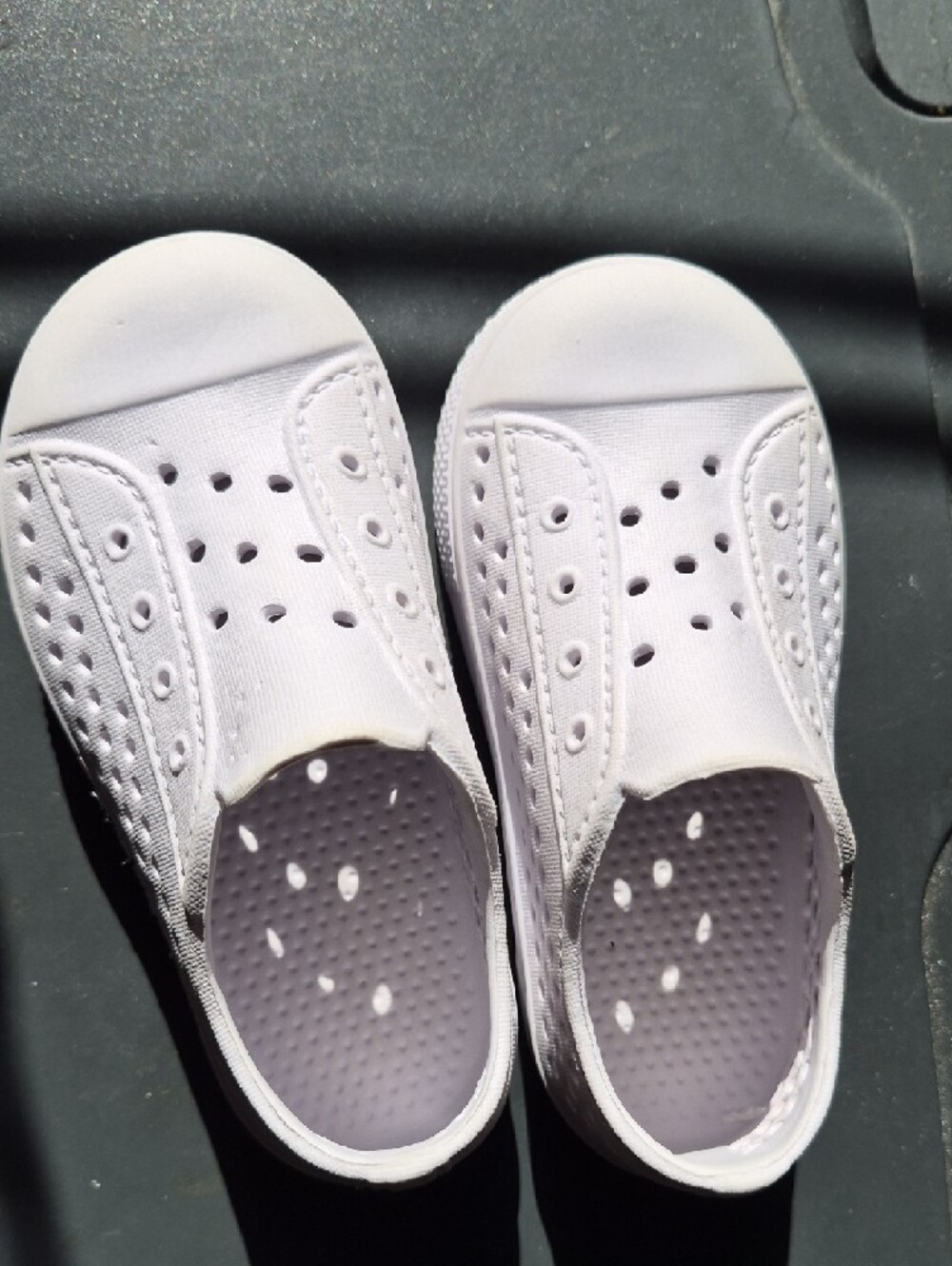 Kids White Slip-On Swim Shoes With Perforated Upper Size 6